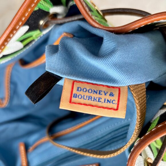 Dooney & Bourke Daffodils on Black Drawstring Bucket Bag With Matching Wristlet - Picture 12 of 16